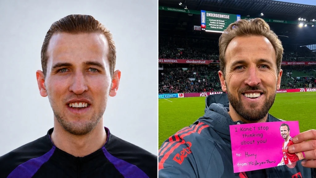 Harry Kane Hollywood smile comparison showing older and newer photos
