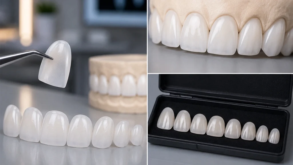 Thin dental veneers used for Lumineers and no-prep veneer treatment planning.