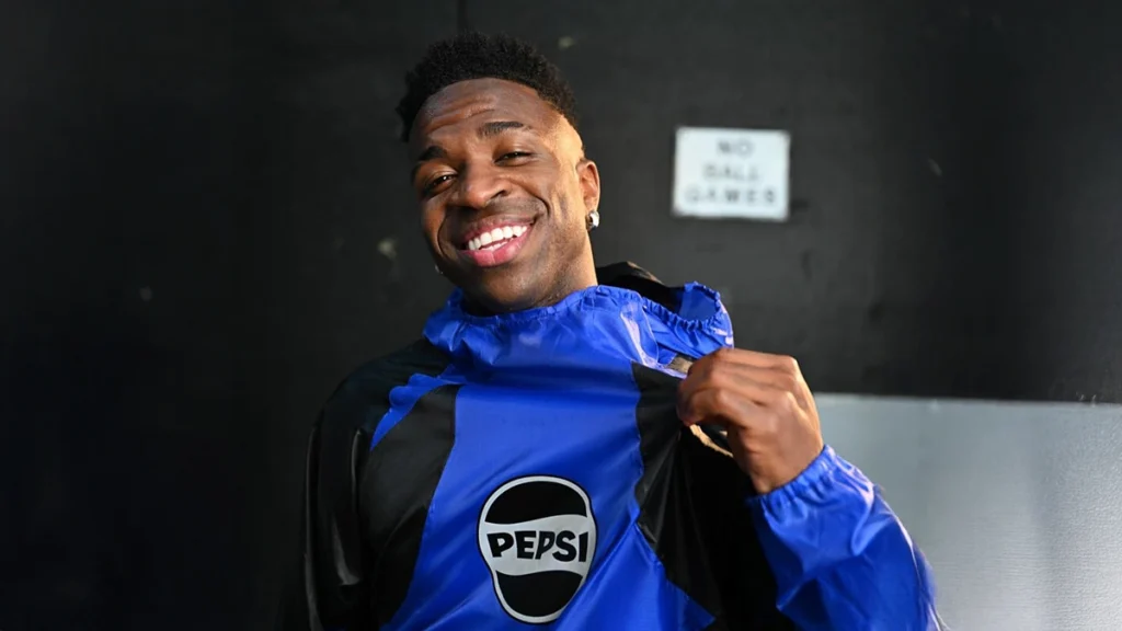 Vinícius Jr smiling in brand campaign for athlete public image