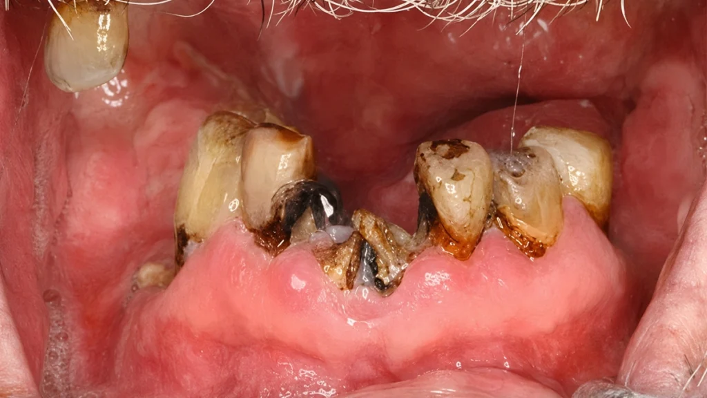 Damaged teeth and gums assessed before dental implants after radiation treatment