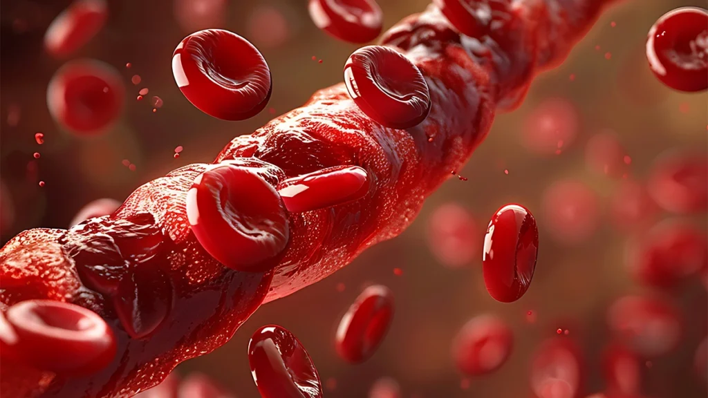 Blood clot formation showing why blood thinners should not be stopped before implant surgery without medical advice