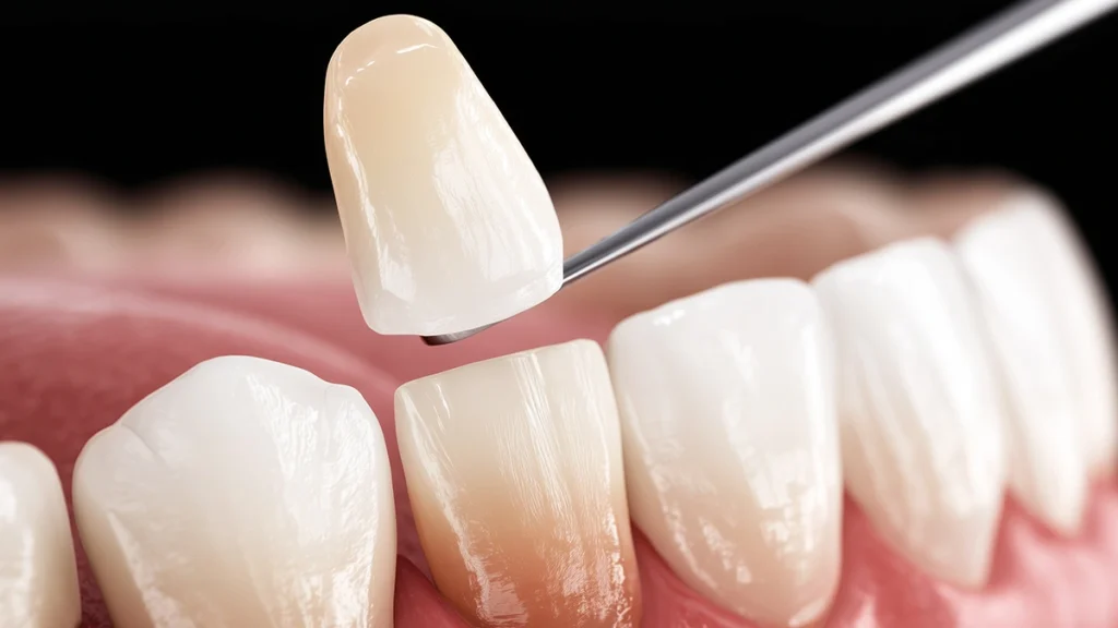 Dental veneer example for cosmetic smile treatment discussion