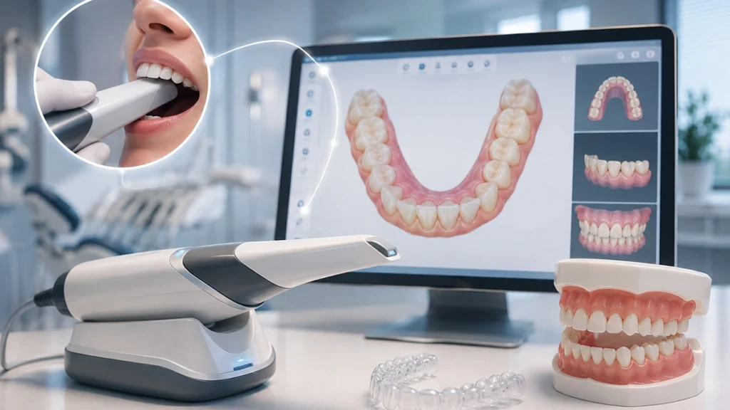 Digital dental scan during an orthodontic consultation and treatment planning