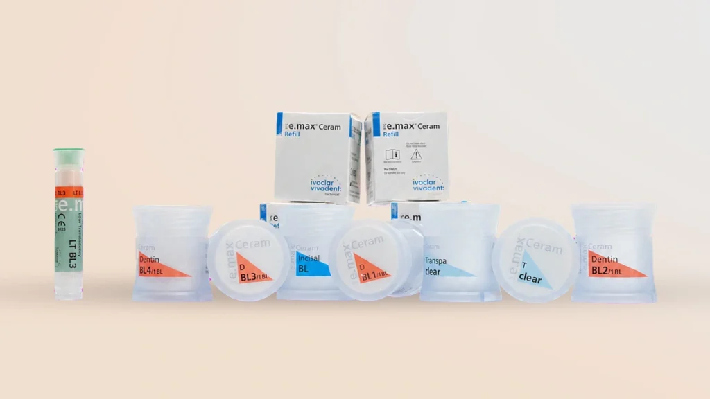 E-max ceramic dental crown materials used for aesthetic tooth restorations