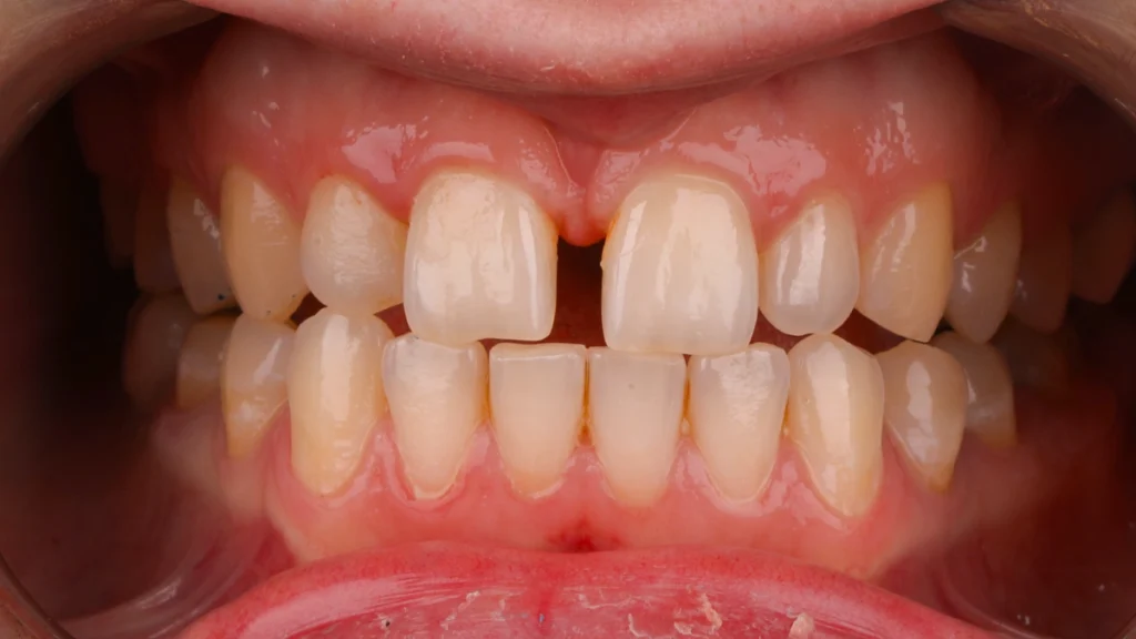 Gap between upper front teeth (diastema) before Invisalign treatment