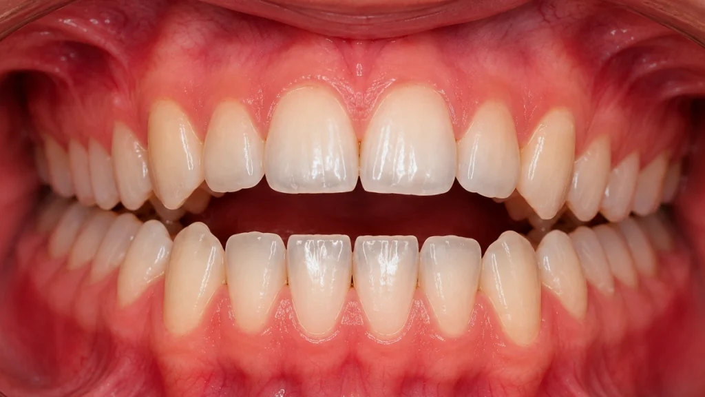 Open bite showing a gap between the upper and lower front teeth before Invisalign treatment