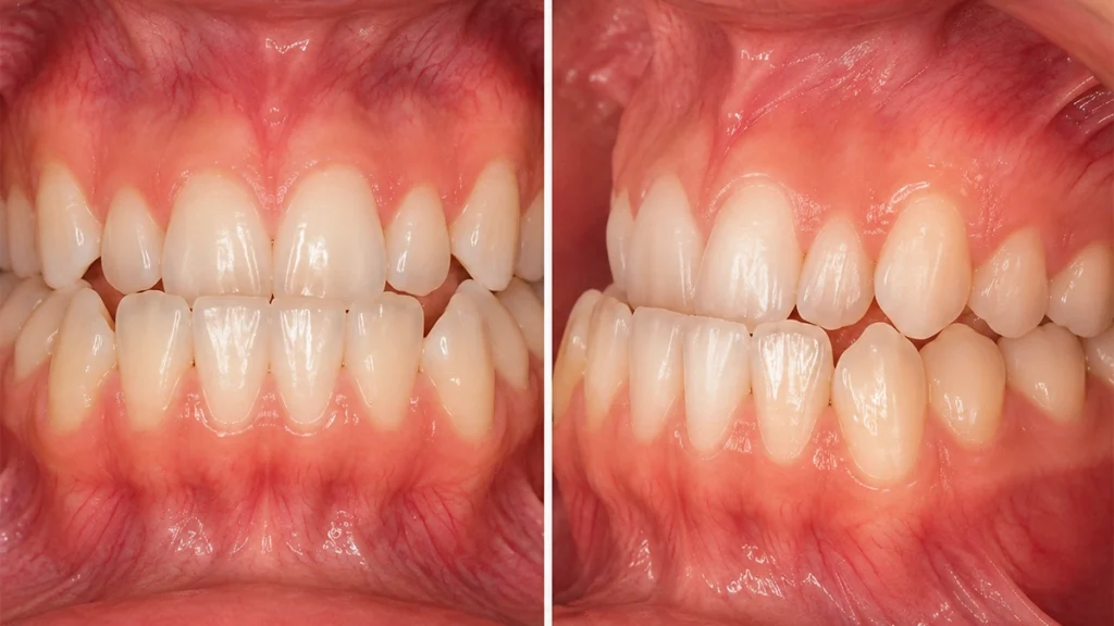 Underbite showing lower front teeth positioned in front of the upper teeth before Invisalign treatment