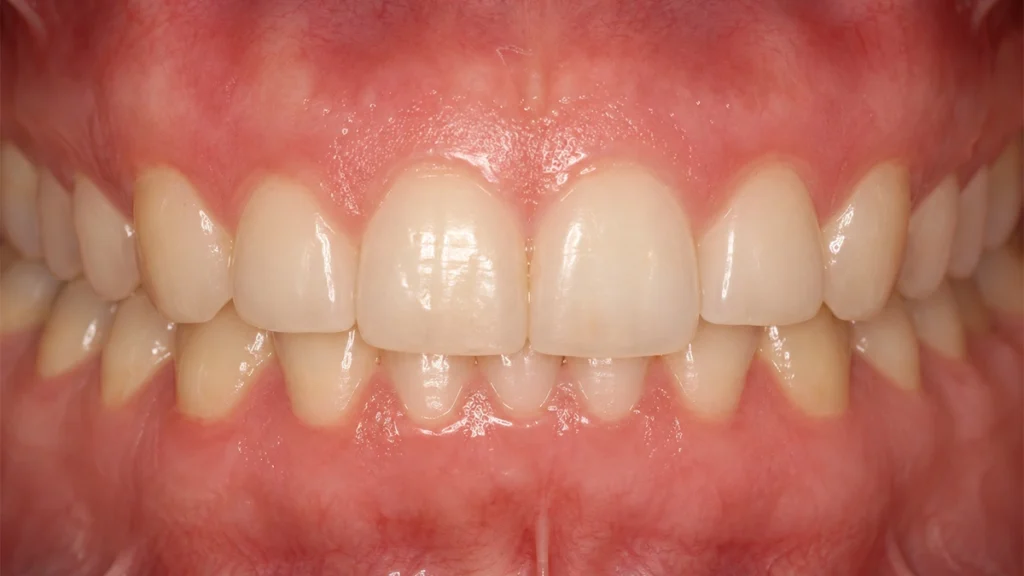 Overbite showing upper front teeth overlapping the lower teeth before Invisalign treatment