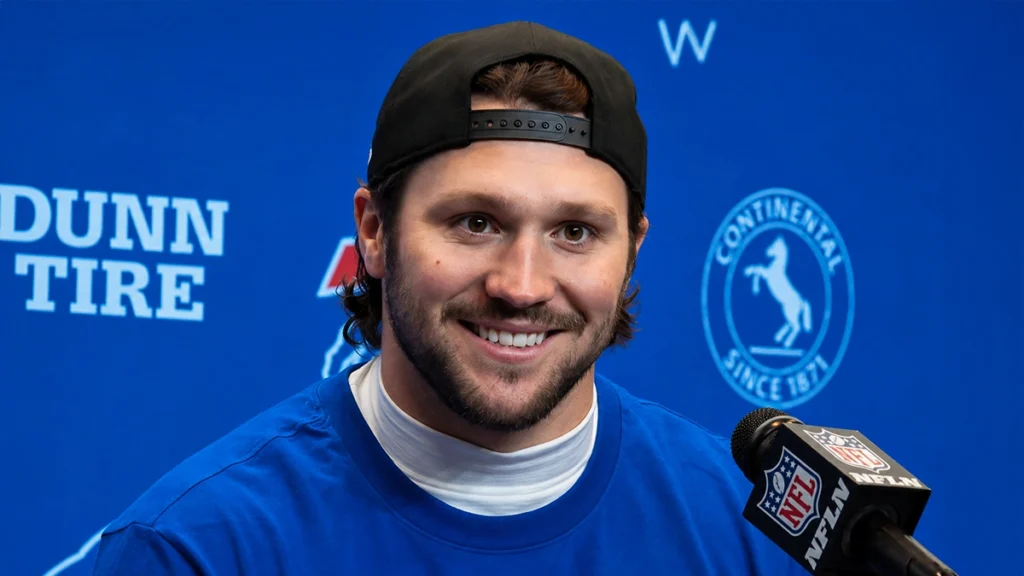Josh Allen's smile during an NFL press conference