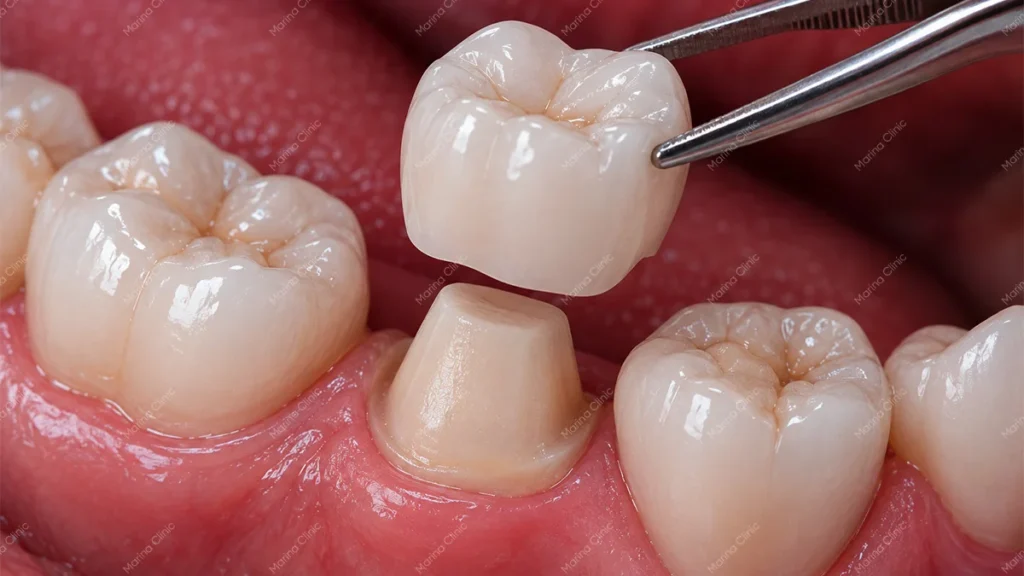 Dental crown placement during E-max vs zirconia crown treatment