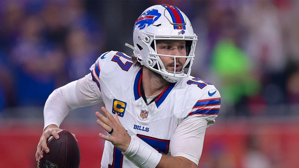 Josh Allen playing quarterback for the Buffalo Bills during an NFL game