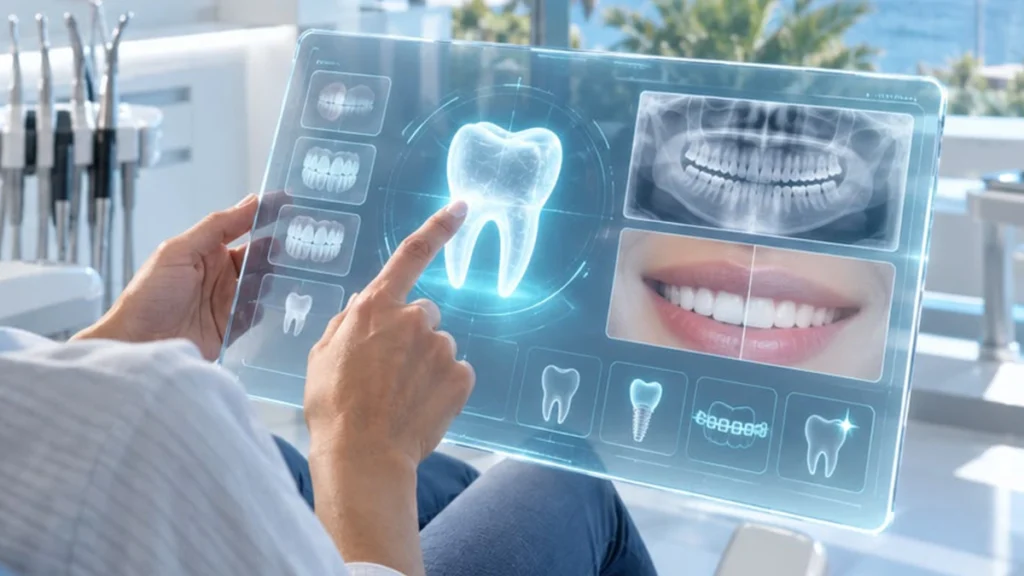 Marina AI Health Assessment showing AI smile analysis and digital dental evaluation