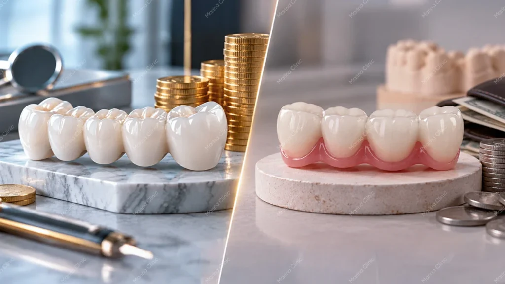 Zirconia bridge cost vs acrylic bridge cost comparison