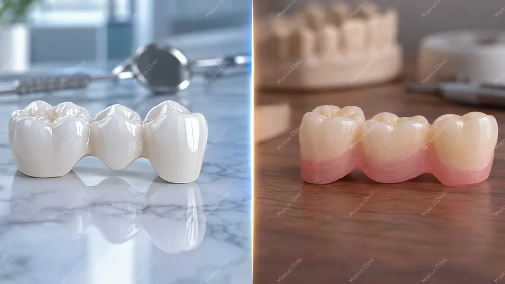 Zirconia bridge vs acrylic bridge for dental implants